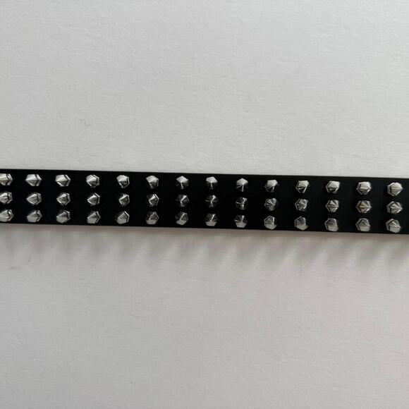 Y2K Black Leather Punk Belt with Silver Studs - Picture 3 of 8